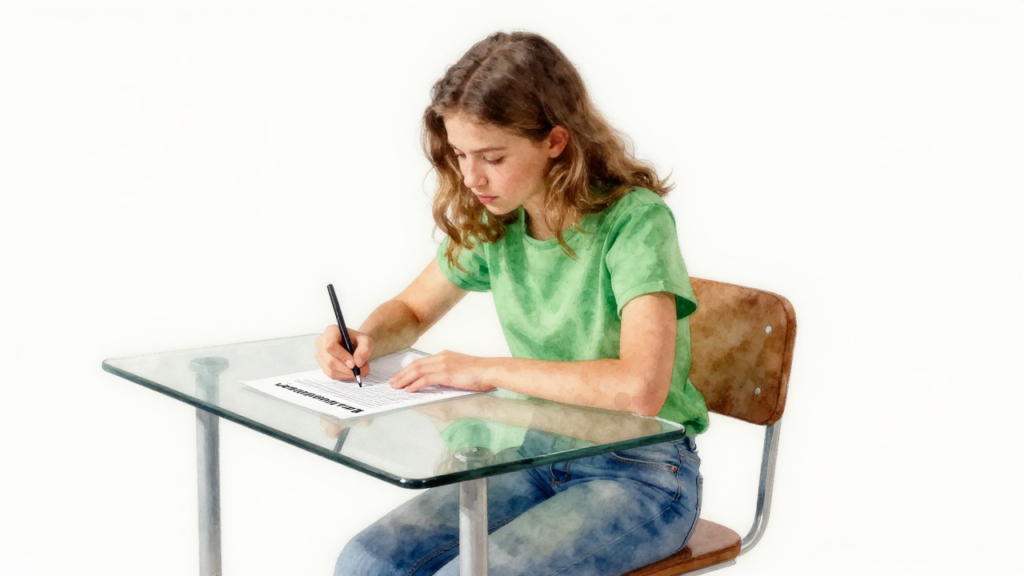 Student taking a test